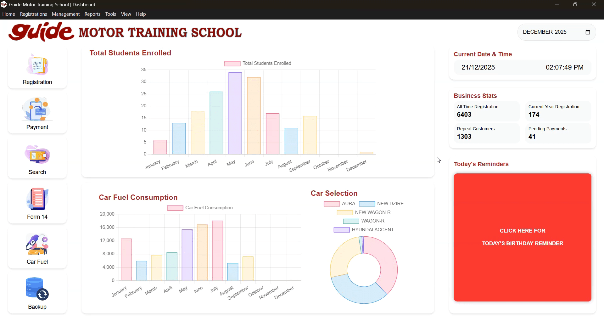 Guide Motor Training School - Desktop App